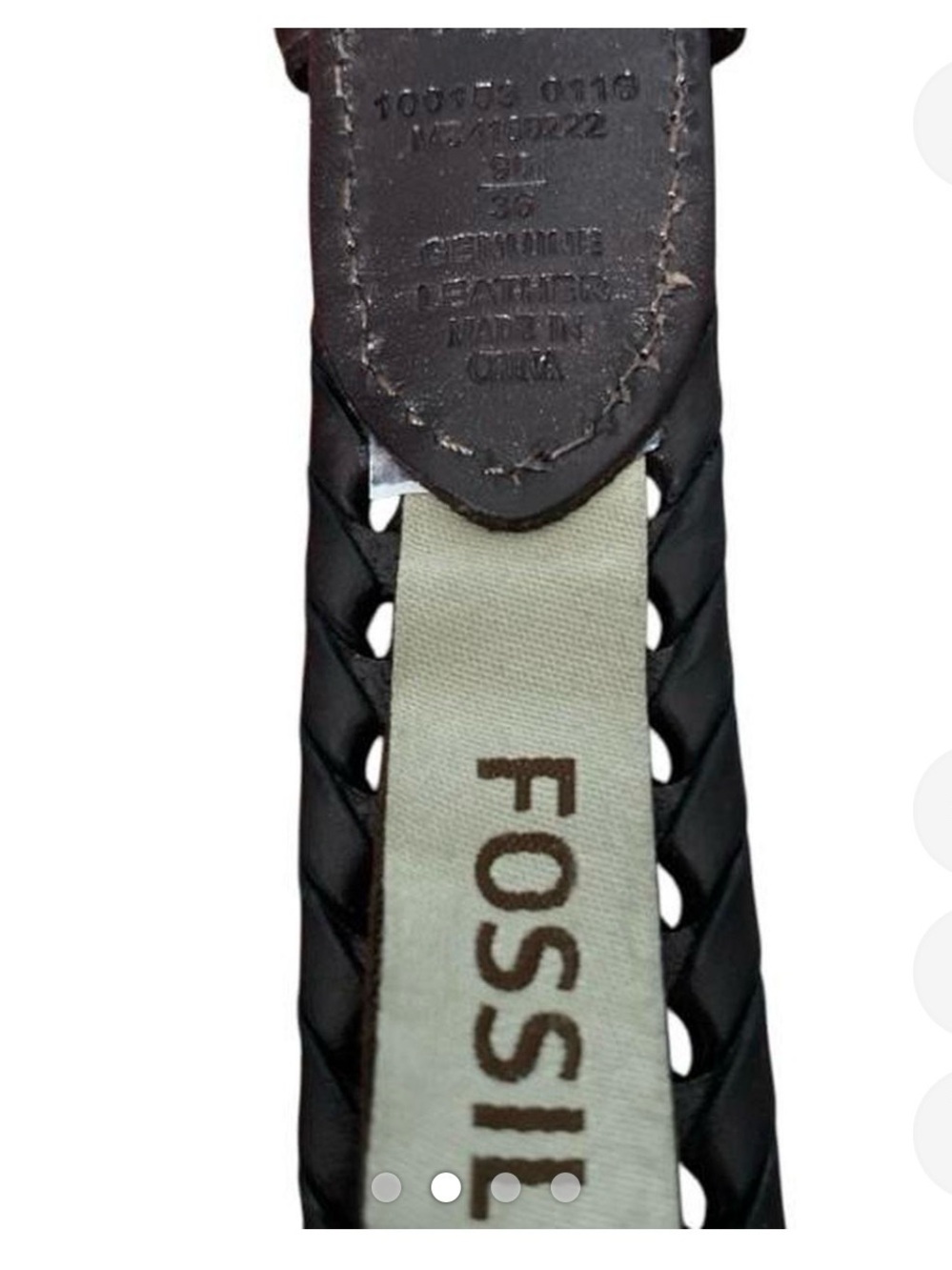 Fossil Mens Size 36 Dark Brown Braided Leather
Belt Minimalist Square - Picture 5 of 9